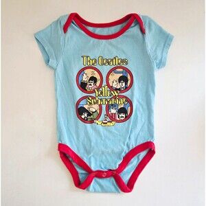 The Beatles Yellow Submarine Graphic Bodysuit  Blue/Red Trim 6-9M